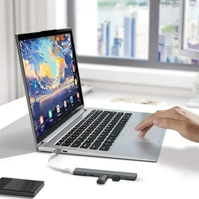 Porodo ALUMINUM Multi-Port USB-C Hub 5Gbps Data Transfer - Gray